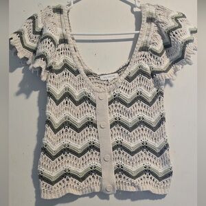 Blu Pepper Cream and Gray Knit Top